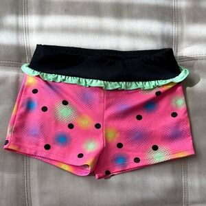 Freestyle Gymnastics Polka Dot Shorts with Ruffle Waist 7/8